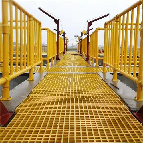 FRP grating installed on industrial platform in Middle East energy facility FRP grating installed on industrial platform in Middle East energy facility